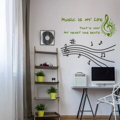 Vinyyli vihreä tarra seinälle - Musiikillinen inspiroiva lause - Viulunavain - Sisustus - 60x25cm hinta ja tiedot | Sisustustarrat | hobbyhall.fi