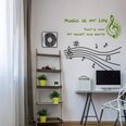 Vinyyli vihreä tarra seinälle - Musiikillinen inspiroiva lause - Viulunavain - Sisustus - 60x25cm