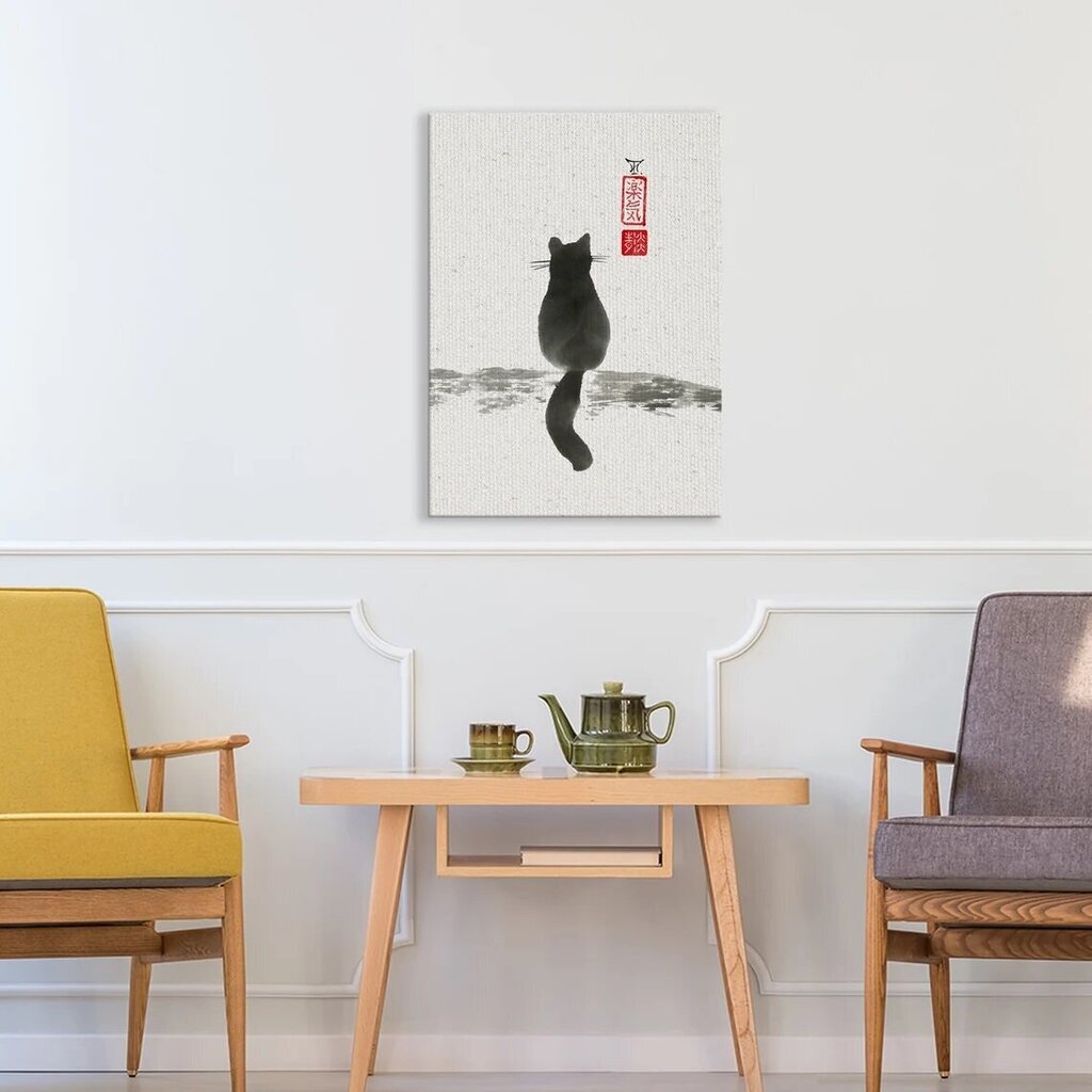 Japanilainen kissa seinäkangas - tyylikäs sisustus - 40 x 60 cm hinta ja tiedot | Sisustustarrat | hobbyhall.fi