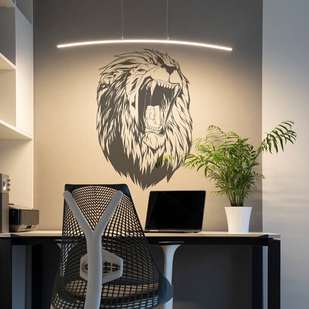 Vinyyli seinätarra, harmaa leijonan pää sisustus, koko 120x81 cm hinta ja tiedot | Sisustustarrat | hobbyhall.fi