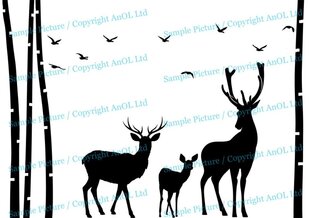 Vinyyli seinätarra Metsän hirvet ja puut - sisustustarra eläinten kanssa - 200 x 140 cm hinta ja tiedot | Sisustustarrat | hobbyhall.fi