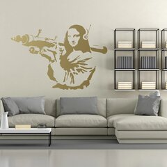 Kultainen Banksy Mona Lisa -seinätarra ase kädessä - 120 x 81 cm - sisustustarra. hinta ja tiedot | Sisustustarrat | hobbyhall.fi