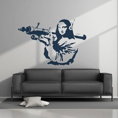 Vinyyli seinätarra sininen Banksy Mona Lisa aseella - sisustustarra 120 x 81 cm hinta ja tiedot | Sisustustarrat | hobbyhall.fi