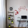 Vinyyli punainen seinätarra Kuulokkeet ja nuotit Musiikkisuunnittelu Sisustus - 100 x 68 cm