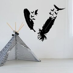 Vinyyli seinätarra Iso höyhenet ja linnut sisustus - 100 x 91 cm hinta ja tiedot | Sisustustarrat | hobbyhall.fi