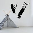 Vinyyli seinätarra Iso höyhenet ja linnut sisustus - 100 x 91 cm
