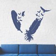 Vinyyli seinätarra Siniset höyhenet ja linnut Sisustus - 100 x 91 cm