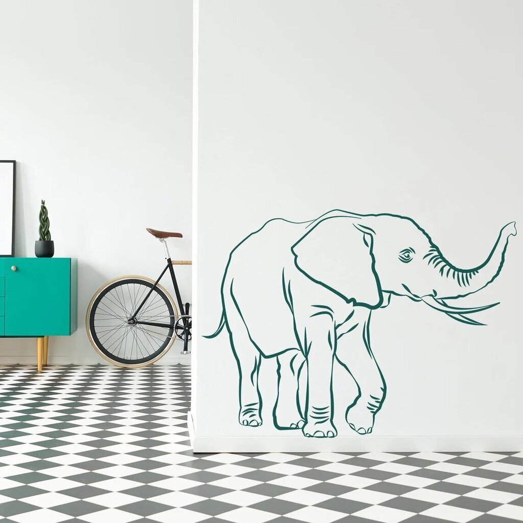 Vinyyli vihreä seinätarra Söpö elefantti Safaridekorointi - 140 x 101 cm hinta ja tiedot | Sisustustarrat | hobbyhall.fi