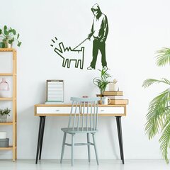Vinyyli seinätarra vihreä Banksy-koiranulkoilutus - sisustusdekor - 88 x 100 cm hinta ja tiedot | Sisustustarrat | hobbyhall.fi