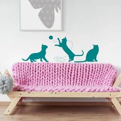 Vinyyli seinätarra turkoosilla kissojen leikki -eläinaiheella sisustustarra - 100x35 cm hinta ja tiedot | Sisustustarrat | hobbyhall.fi