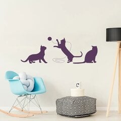 Vinyyli seinätarra violetilla kissakuvioilla - Eläinaiheinen sisustuselementti kotiin tai toimistoon - 100 x 35 cm hinta ja tiedot | Sisustustarrat | hobbyhall.fi