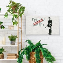 Seinäkangas Banksy-graffitilla ja tekstillä - tyylikäs sisustuselementti 100 x 60 cm. hinta ja tiedot | Taulut | hobbyhall.fi