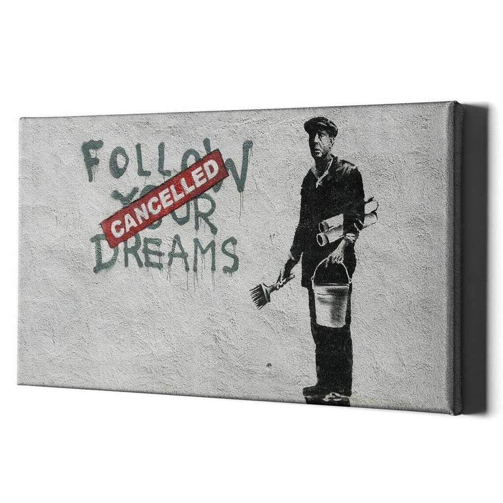 Seinäkangas Banksy-graffitilla ja tekstillä - tyylikäs sisustuselementti 100 x 60 cm. hinta ja tiedot | Taulut | hobbyhall.fi