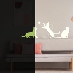 Hehkeät kissat pimeässä hohtavilla seinätarroilla - sisustuksen koristelu - koko 100 x 33 cm hinta ja tiedot | Sisustustarrat | hobbyhall.fi