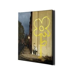 Banksyn seinäkangas, graffititaide, keltainen kukka, tyylikäs sisustus - 100 x 60 cm hinta ja tiedot | Decords Huonekalut ja sisustus | hobbyhall.fi