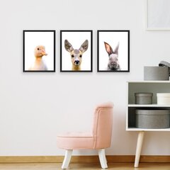 Pienet eläimet söpöillä julisteilla - sisustus lastenhuoneeseen (3 kpl, 45 x 32 cm) hinta ja tiedot | Decords Huonekalut ja sisustus | hobbyhall.fi