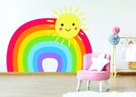 Vinyyli seinätarra Sateenkaari auringolla - 66 x 100 cm - Lastenhuoneen sisustus - Koristele helposti!
