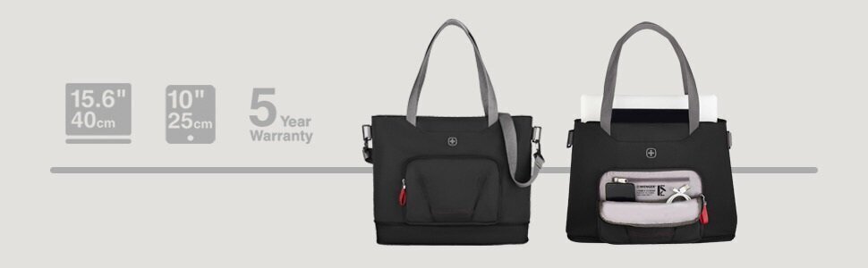 Wenger Motion Deluxe Tote 15,6" Kannettavan Tietokoneen Naisten Laukku Tablettitaskulla, Chic Black hinta ja tiedot | Naisten käsilaukut | hobbyhall.fi