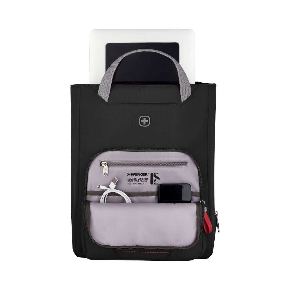 Wenger Motion Vertical Tote 15.6'' Kannettavan Tietokoneen Laukku Repun Hihnailla Tablettitaskulla, Chic Black hinta ja tiedot | Naisten käsilaukut | hobbyhall.fi