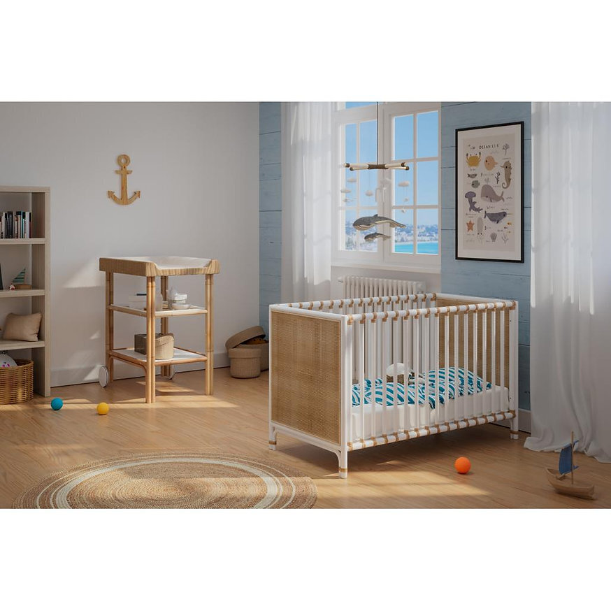 Nemo Evolutive pinnasänky rottinkia 60 x 120 - beige, valkoinen hinta ja tiedot | Pinnasängyt | hobbyhall.fi