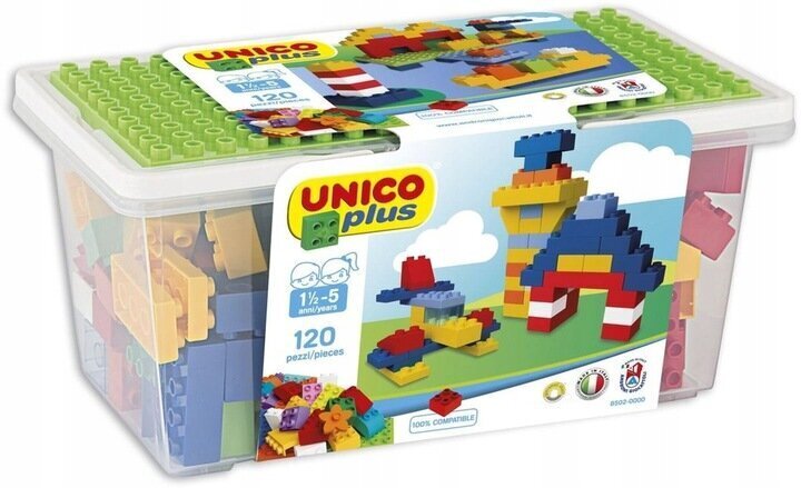 Unico Plus palikkasetti laatikossa, 120 kpl hinta ja tiedot | LEGOT ja rakennuslelut | hobbyhall.fi