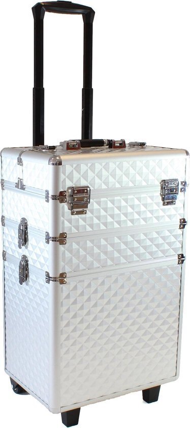 Kosmeettinen matkalaukku pyörillä BEAUTY TRAVEL CASE 3IN1 SILVER hinta ja tiedot | Kosmetiikkalaukut ja peilit | hobbyhall.fi