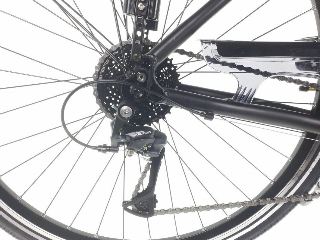 Naisten polkupyörä Kands Elite Pro, 168-185 cm korkeudelle, alumiinirunko, iskunvaimentimella, 27-nopeuksinen Shimano-vaihde, 28" alumiinivanteet, musta hinta ja tiedot | Polkupyörät | hobbyhall.fi