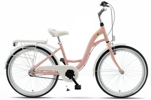 Lasten polkupyörä Kands Olivia, alumiinirunko, 3-vaihteinen Shimano vaihteisto, 130-165 cm korkeudelle, 24" alumiinivanteet, Pinkki hinta ja tiedot | Polkupyörät | hobbyhall.fi