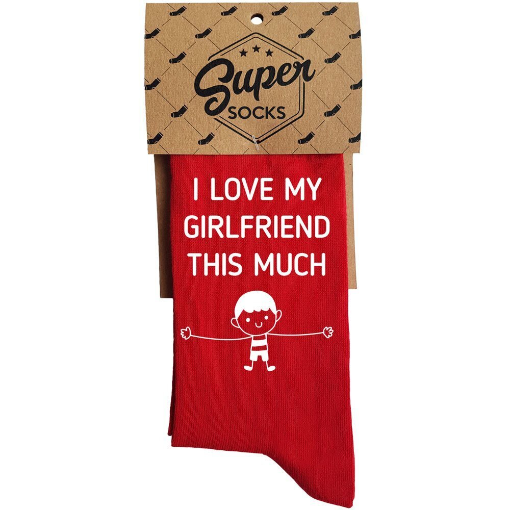 Sukat "I love my girlfriend this much" hinta ja tiedot | Hauskat sukat | hobbyhall.fi