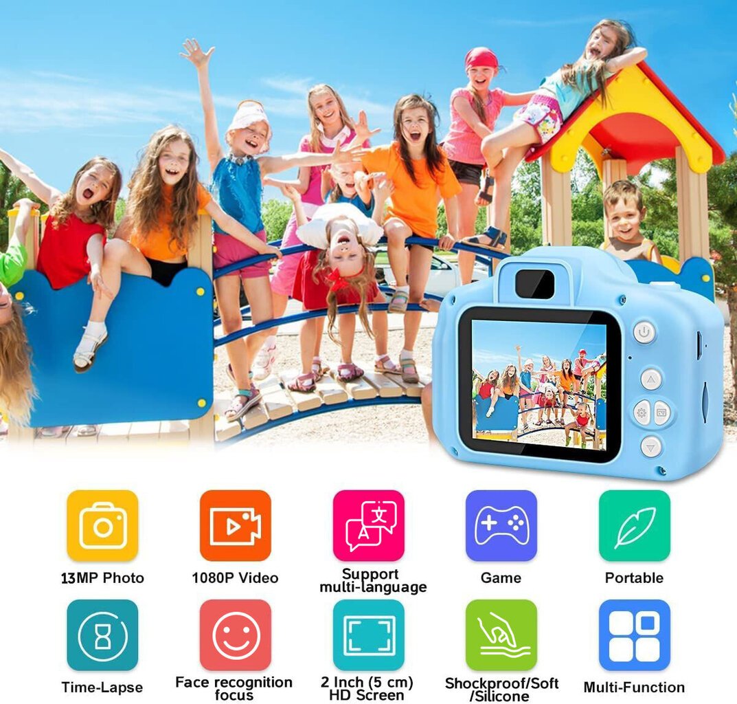 Lasten kamera – digitaalinen kamera, FantasyHome, vaaleansininen hinta ja tiedot | Poikien lelut | hobbyhall.fi