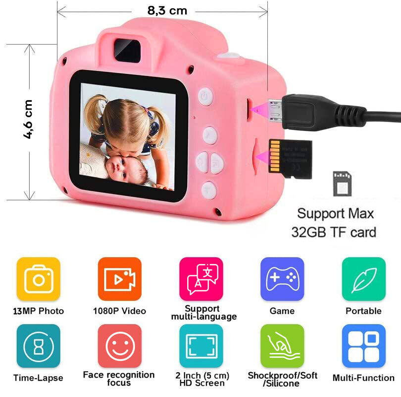 Lasten kamera – digitaalinen kamera, FantasyHome, vaaleanpunainen hinta ja tiedot | Tyttöjen lelut | hobbyhall.fi