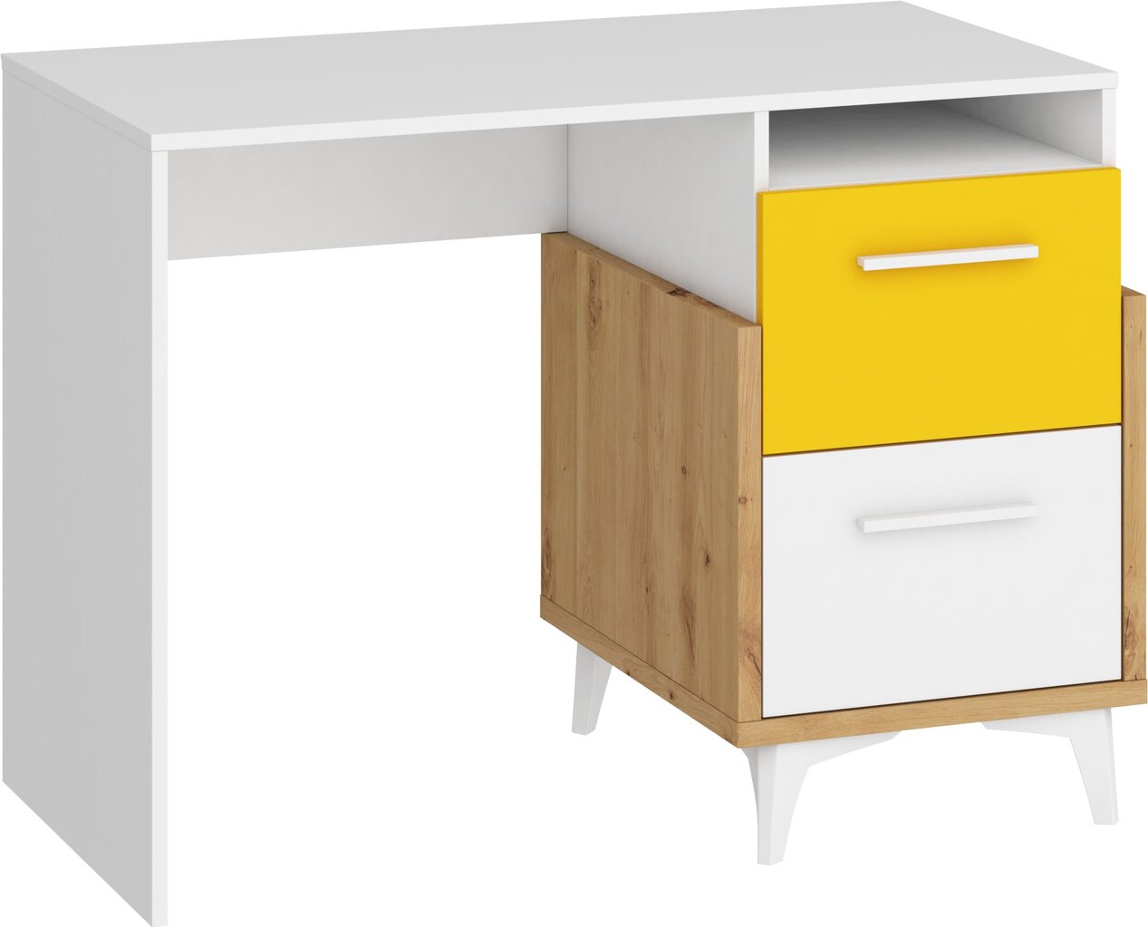 Työpöytä Meblocross Hey 03, valkoinen/keltainen hinta ja tiedot | Tietokonepöydät ja työpöydät | hobbyhall.fi