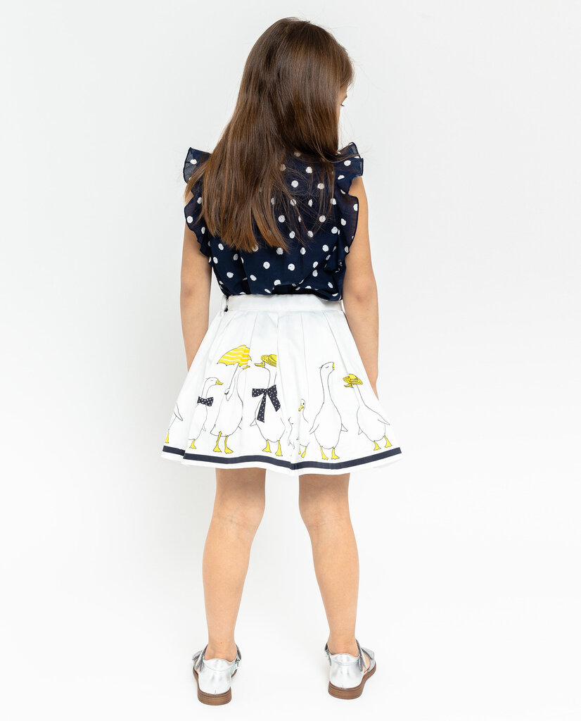 Gulliver, valkoisen värinen kuviollinen lasten mekko 104 cm x 56 cm x 51 cm hinta ja tiedot | Tyttöjen hameet | hobbyhall.fi