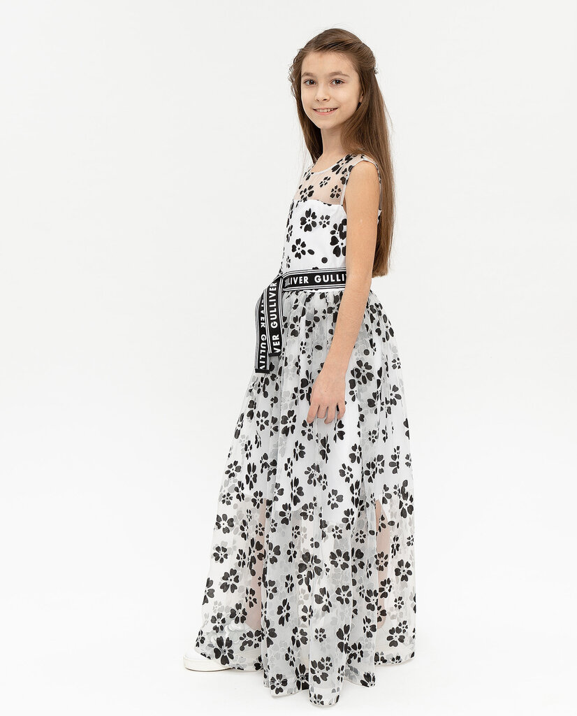 Gulliver-kuosilla oleva lasten mekko, valkoisen värinen, 134 cm * 68 cm * 60 cm hinta ja tiedot | Tyttöjen mekot | hobbyhall.fi