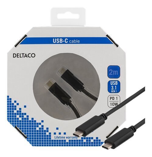 Deltaco USBC-1056-K, USB-C (3.1), 2 m hinta ja tiedot | Puhelinkaapelit | hobbyhall.fi