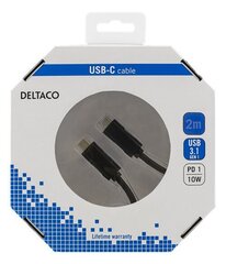 Deltaco USBC-1056-K, USB-C (3.1), 2 m hinta ja tiedot | Puhelinkaapelit | hobbyhall.fi