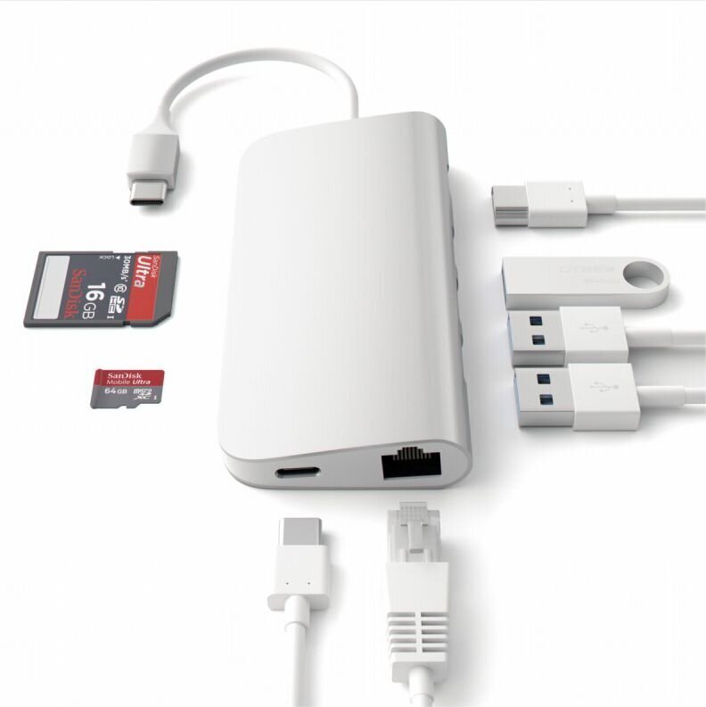 Satechi USB Jagaja Satechi USB-C Multi-Port 4K GB Ethernet USB hub hinta ja tiedot | Adapterit | hobbyhall.fi