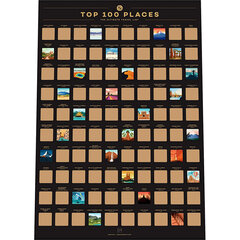 EnnoVatti "TOP 100 PLACES” raaputettava juliste hinta ja tiedot | Maailmankartat | hobbyhall.fi