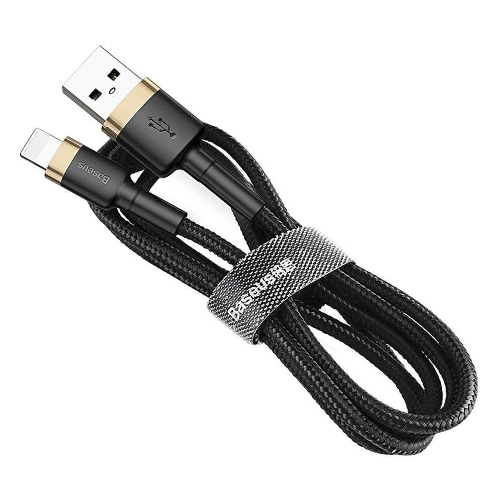Kaapelijalusta USB kestävä nylon punottu usb / Lightning Qc3.0 2.4A 1m, musta / kulta CALKLF-BV1 hinta ja tiedot | Puhelinkaapelit | hobbyhall.fi