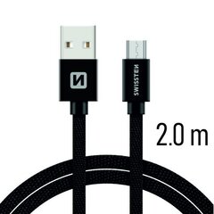 Swissten Textile Quick Charge Universal Micro USB Data ja latauskaapeli 2,0m harmaa hinta ja tiedot | Puhelinkaapelit | hobbyhall.fi