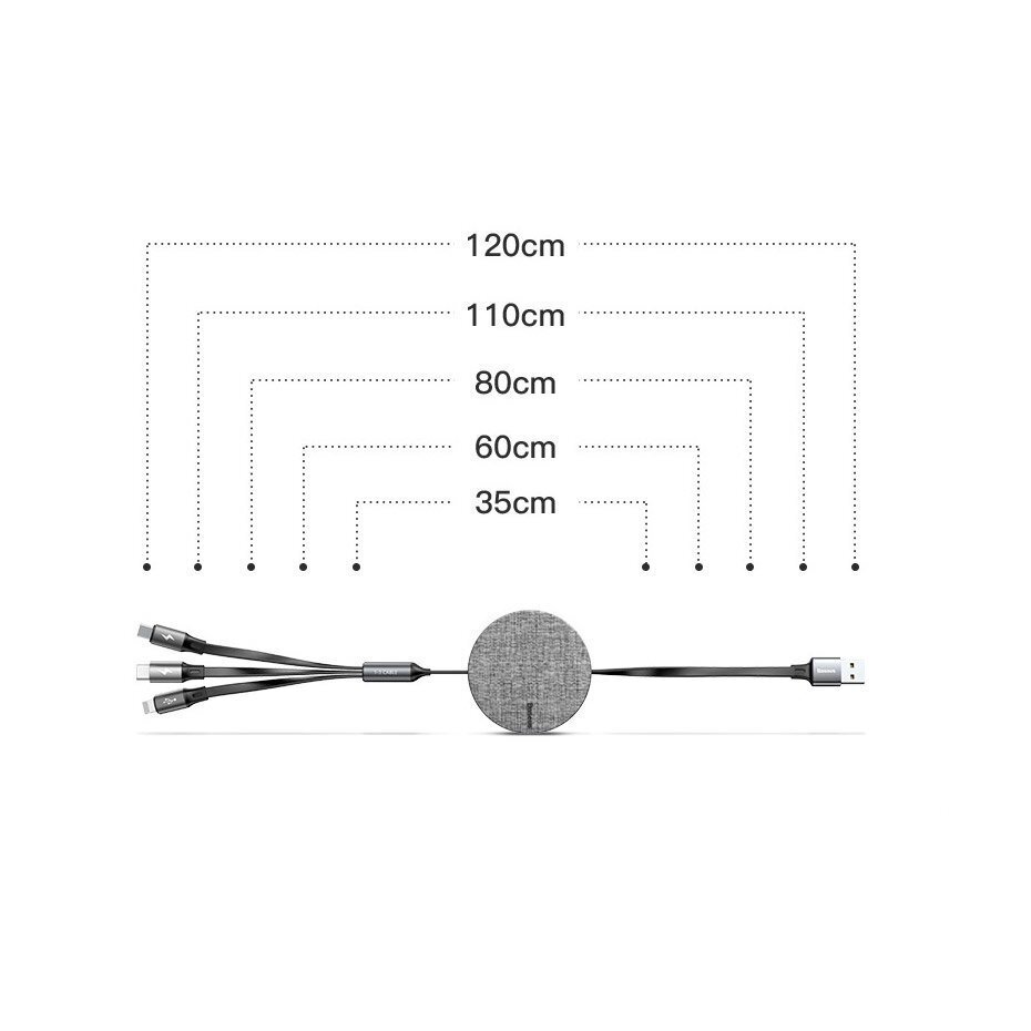 Baseus USB - micro USB / Lightning / USB-C kaapeli, 1,2 m, punainen hinta ja tiedot | Puhelinkaapelit | hobbyhall.fi