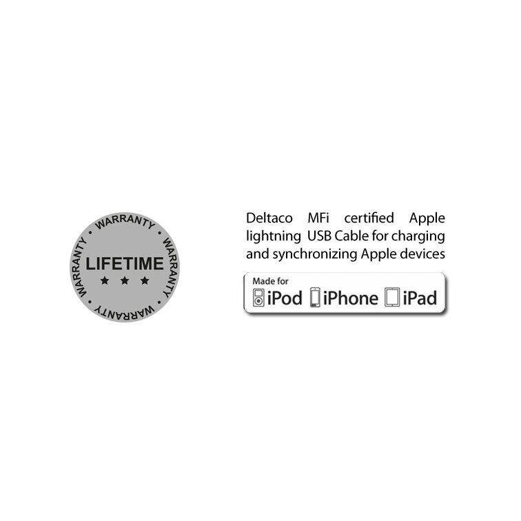 Deltaco IPLH-171, USB A, Lightning, 1m hinta ja tiedot | Puhelinkaapelit | hobbyhall.fi