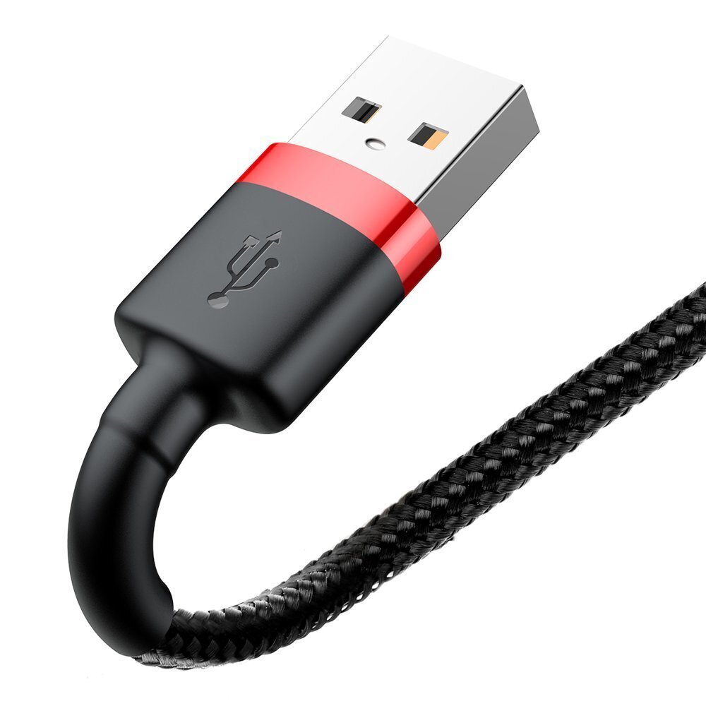 Kaapeli Baseus USB kestävä nailon punottu johto Usb / Lightning Qc3.0 2A 3m, musta/punainen CALKLF-R91 hinta ja tiedot | Puhelinkaapelit | hobbyhall.fi