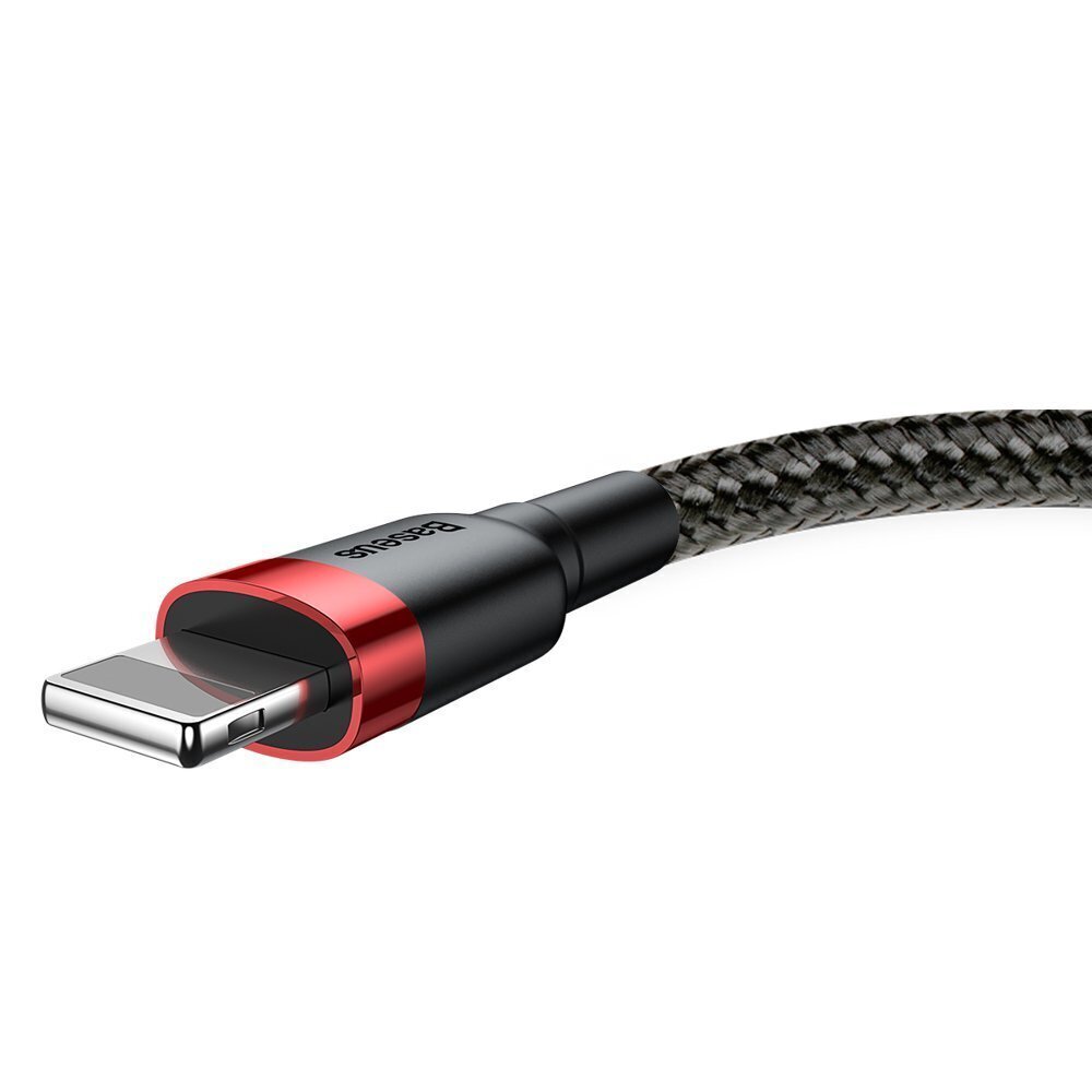 Kaapeli Baseus USB kestävä nailon punottu johto Usb / Lightning Qc3.0 2A 3m, musta/punainen CALKLF-R91 hinta ja tiedot | Puhelinkaapelit | hobbyhall.fi