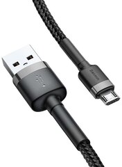 Kaapeli Baseus USB kestävä nylon punottu johto Usb / Micro Usb 2A 3m, musta/harmaa (Camklf-Hg1) hinta ja tiedot | Puhelinkaapelit | hobbyhall.fi