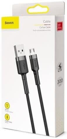 Kaapeli Baseus USB kestävä nylon punottu johto Usb / Micro Usb 2A 3m, musta/harmaa (Camklf-Hg1) hinta ja tiedot | Puhelinkaapelit | hobbyhall.fi