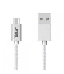 Nylonkaapeli Tellur USB / Micro USB, 1m, hopea hinta ja tiedot | Puhelinkaapelit | hobbyhall.fi