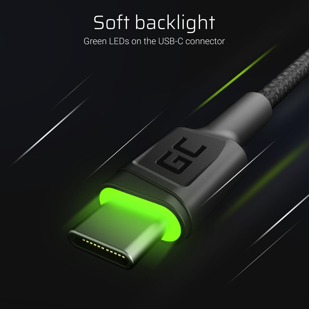 Green Cell KABGC13, USB - USB-C, 2m hinta ja tiedot | Puhelinkaapelit | hobbyhall.fi