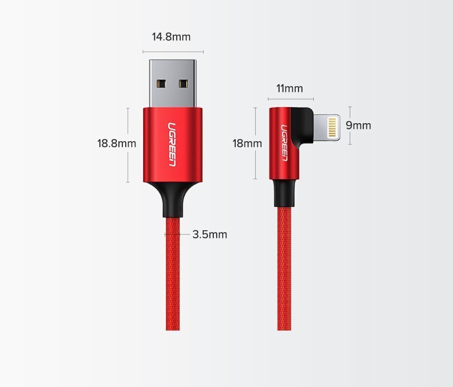 Satelliitti Ugreen, USB - Lightning, 1 m hinta ja tiedot | Puhelinkaapelit | hobbyhall.fi