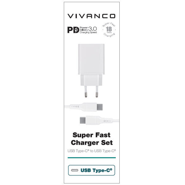 Vivanco laturi USB-C 3A 1,2m, valkoinen (60811) hinta ja tiedot | Puhelinkaapelit | hobbyhall.fi
